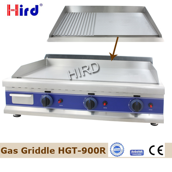 Half flat and half grooved commercial gas griddle produce by Hird factory